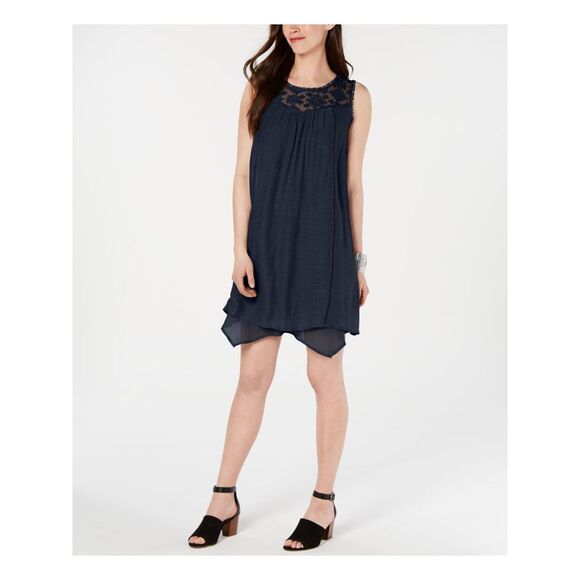 STYLE & COMPANY Womens Navy Sleeveless Above The Knee Shift Dress Size: S - Picture 1 of 4